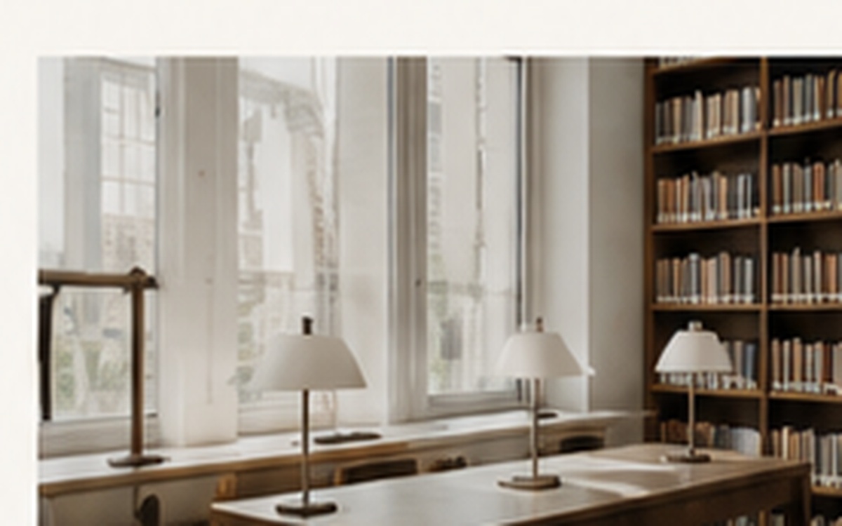 Bright institutional reading room